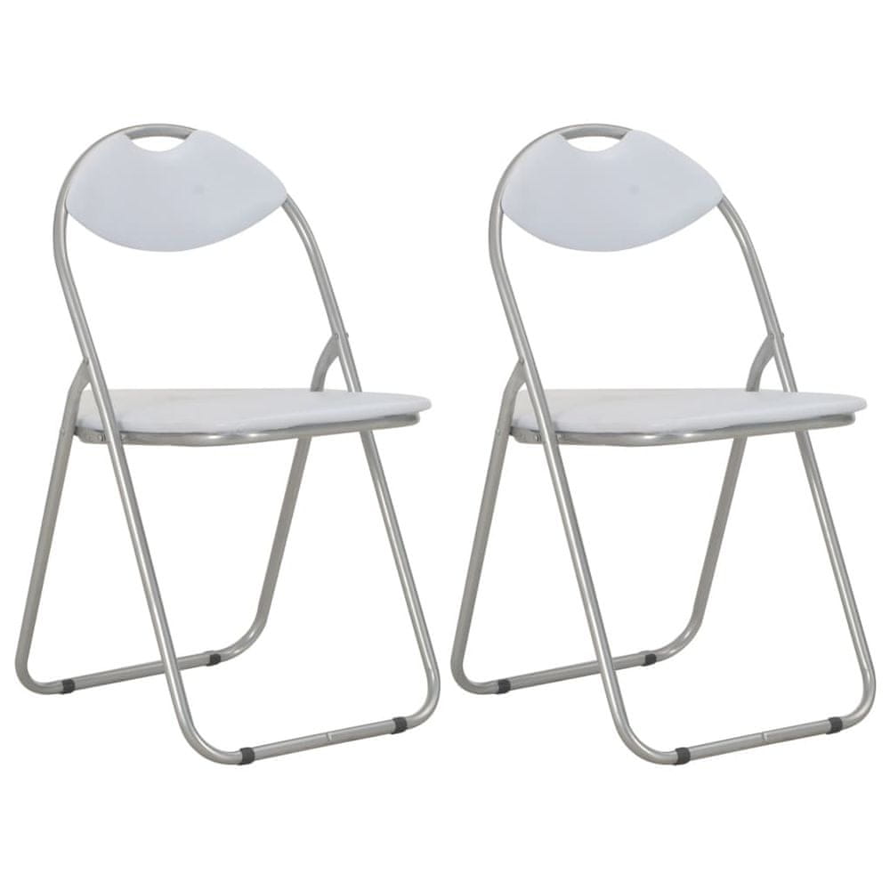 Vidaxl Skladacie jedálenské stoličky 2 ks biele umelá koža